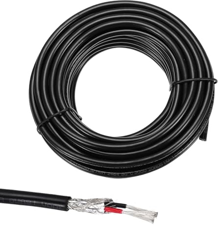 sourcing map 1 câble blindé UL2464 20 AWG 9,14 m 300 V 2 conducteurs en PVC électrique CNC avec blindage double couche pour appareils ménagers, câblage automobile