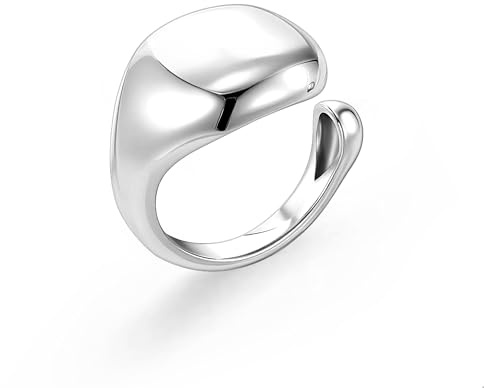 Bague Femme Ouverte Ajustable Argenté Doré Texture Froissée Design Large | Bague hypoallergénique finition polie style minimaliste Accessoire Quotidien Cadeau Bijouterie Moderne