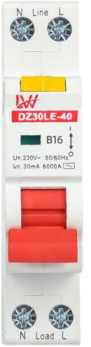 Sorlpv FI/LS Schalter RCBO B16A 30mA 230V, 1P Fehlerstromschutzschalter 6kA, DIN Schienen Montage, RCD Mehrfachschutz Leitungsschutzschalter- Kurve B
