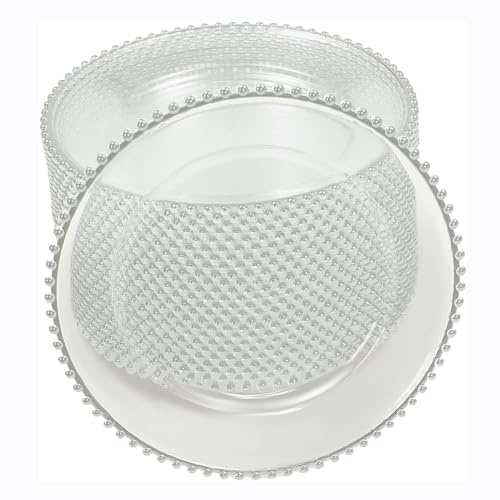 MBOGIZDN Clear,Pearl Beaded Crystal Dinner Plates, 25 Set Clear Charger Plates Bulk, Elegant 12.6 Inch Round Plastic Dinner Plates for Weddings, Parties, and Home Decor