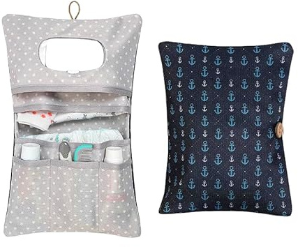 Gkaopi Wickeltasche Organizer Faltbare Wickeltasche Tragbare Windel Organizer Baby Wickel 2-in-1-Organizers und Kosmetiktasche Kleine Windeltasche für Windeln Creme Tücher (ANK)