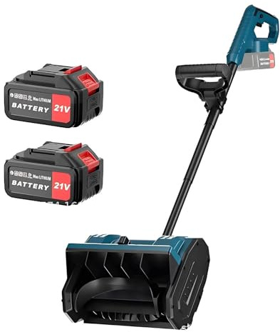 Pala quitanieves eléctrica sin escobillas, quitanieves Plegable con Mango Auxiliar Ajustable, compacta y Ligera para Patio, terraza y Entrada de vehículos (Dos baterías).