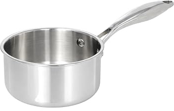 TeCuisine - Casserole Inox 18/10 Triply – 14 cm – Sans Revêtement – Sans PFAS, PFOA, PTFE – Compatible Tous Feux Dont Induction – Manche Riveté Froid – Cuisson Saine et Durable