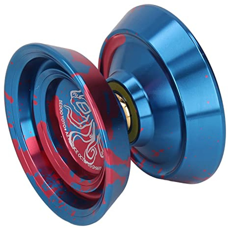 Jiawu Professionelles Yo-Yo, Reakionsloser Yo-Yo-Ball aus Metall für -Anfängger, Wiederholungen (Rotblau)