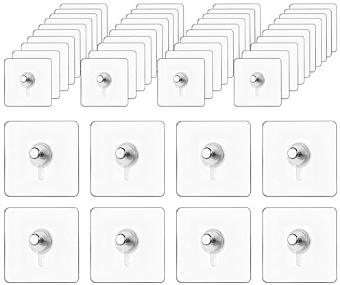 50 Stück Bilderhaken Selbstklebend, Transparent Klebenagel Bilder Aufhängen Ohne Bohren, Bilderaufhänger zum Kleben für Bilder Poster Fotos Dekorative Gemälde