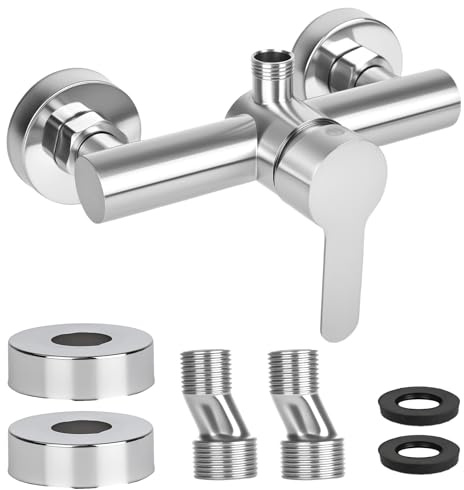YYTECH Grifo de ducha monomando, grifo mezclador para ducha montaje en pared, grifo de ducha de pared para baño, grifo de bañera de acero inoxidable 304, G ½ salida de agua hacia arriba