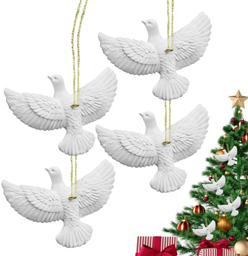 Generisch Freundschafts-Turteltauben-Weihnachtsschmuck, Friedenstauben-Simulationsharz-Anhänger, Weihnachtsbaum-Vogel-Ornamente, für Party-Familientreffen, Festliche Tischdekoration