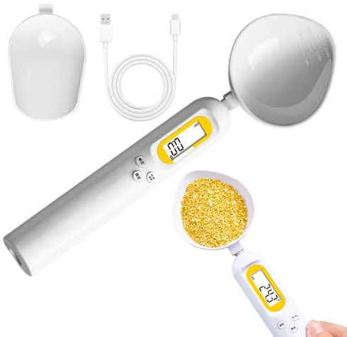 Cucharas medidoras, pantalla LCD recargable de 0,1 a 500 g, 1 juego, cuchara de medición digital, cucharas medidoras de gramos, alta precisión, para hornear, alimentos, viajes