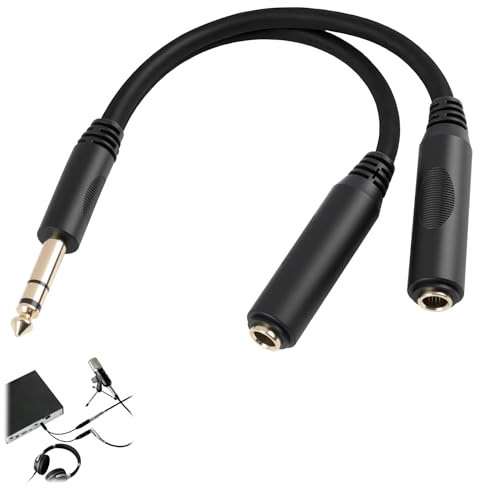 Tuwonwa Câble Répartiteur, Audio Jack 6,35 Mm Trs Stéréo Mâle Vers Double Femelle, Adaptateur Casque 2 Sorties, Duplication Signal Stéréo, Connecteurs Métalliques, Rca Jack