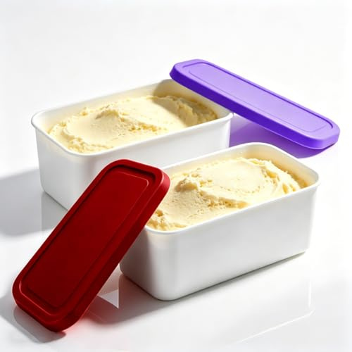 Bcuuozeeing 2er-Set Eisbehälter für Speiseeis mit Deckel, Eisbehälter für Selbstgemachtes, Aufbewahrungsbehälter, Gefrierdosen, für Lagerung und Herstellung von Speiseeis