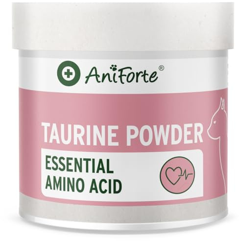 AniForte Taurina per Gatti 100g - 100% taurina Pura al 100%, Essenziale per Il Sistema nervoso, Sistema immunitario, Retina, metabolismo, Funzione cardiaca e Sistema cardiovascolare, Senza additivi