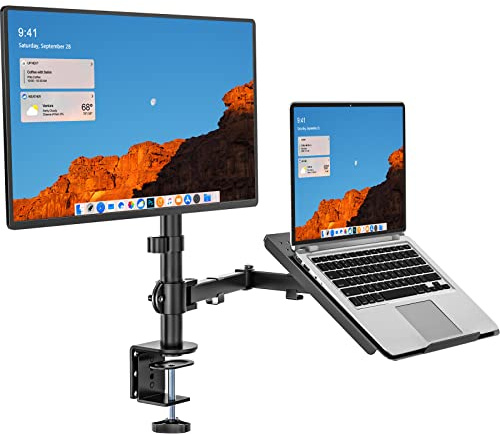 Wali Verstellbarer Ständer und Laptop-Tablett schwarz Desk Mount with Extra Laptop Tray