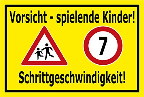 Melis-Folienwerkstatt Schild Spielende Kinder - Schrittgeschwindigkeit – 60x40 cm – 3mm Aluverbund – mehrere Größen/Materialien