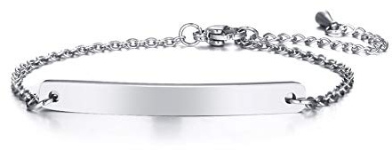 VNOX Personalizado de Acero Inoxidable Amistad Family Bar Pulsera Enlace ID Cadena para Mujeres Chica Longitud Ajustable, Grabado Gratuito 1 Unids