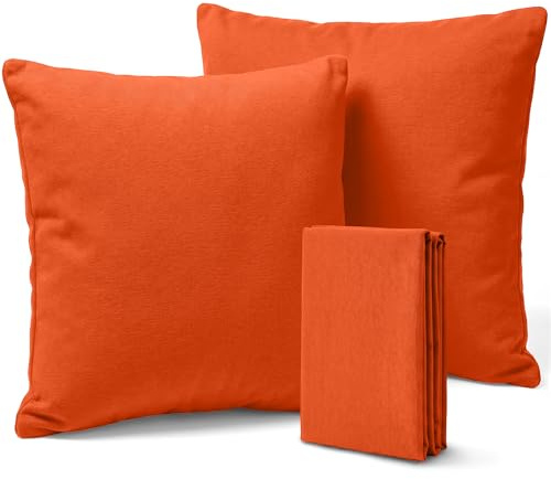 AR Line 2er Pack Jersey Kissenbezüge 40x40 – 160 g/m², 100% Baumwolle, weich & atmungsaktiv, mit Reißverschluss, Farbe: Orange