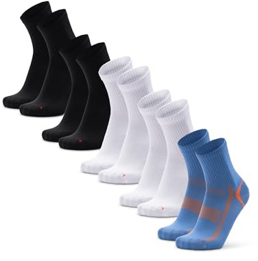 DANISH ENDURANCE Calcetines Deporte Hombre y Mujer de Media Caña, Pack de 3 o 5, Multicolor:1 x Azul/Naranja, 2 x Negro, 2 x Blanco, 39-42