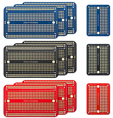 ElectroCookie solderable brotschneidebrett PCB Board für arduino und Elektronik projekte, vergoldet (9 Pack + 3 mini, Multicolor-Packung)