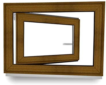 Kellerfenster - Fenster - Dreh- & Kippfunktion - innen Golden Oak/außen Golden Oak - BxH: 70 x 40 cm - 700 x 400 mm - DIN Rechts - 2 fach Verglasung - 60 mm Profil
