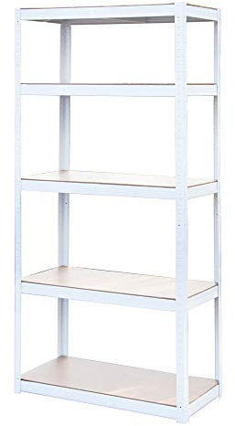 VERDELOOK | Scaffale in Metallo con 5 Ripiani, Bianco 90x40x180cm Salvaspazio, Garage, Fai Da Te, Scaffalatura