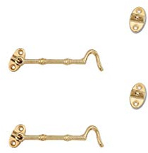 Türschloss-Haken, Retro-Messing, Kabinenhaken, Schrankhaken, Haken und Ösen-Riegel, 10,5 cm, Antik-Gold, 2 Stück