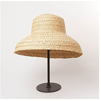 Chapeau de Soleil pour Femme Chapeau de paille faite à la main pour femmes rétro plate bouffe de paille de chapeaux de dames de dames Sun Sun Beach Hates d'été Chapeau d’été ( Color : C , Size : L )