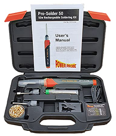 Power Probe Pro-Solder Lötkolben-Set, tragbar, wiederaufladbar, mit Betriebstemperatur in 10 Sekunden, Batterielebensdauer 35 Minuten, 50 W