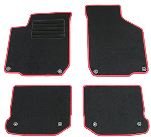 AD Tuning HG10264-ROT Fußmatten Set (4teilig) Schwarz Rot Autoteppiche Matten