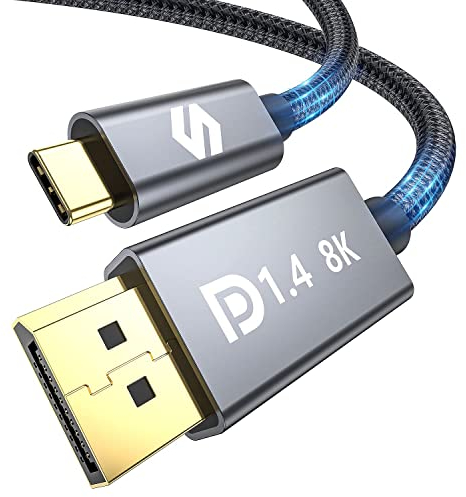 Silkland Cavo USB C Thunderbolt 4/3 a DisplayPort 1.4 2M, 8K@60Hz, 4K@240Hz/144Hz, 5K@60Hz, 2K@240Hz/144Hz, 32.4Gbps, per iPhone 15 Serie, MacBook Pro/Air, iMac, iPad Pro/Air, Galaxy S8-S24, XPS