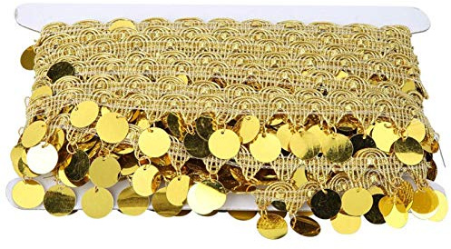Catena di Danza del Ventre da 10 metri con Paillettes, Oro Catena di Nappe da 10 metri, Cintura Danza del Sciarpa, Cintura con Nappe di Danza del Ventre, Accessori per Abbigliamento Nazionale(Oro)