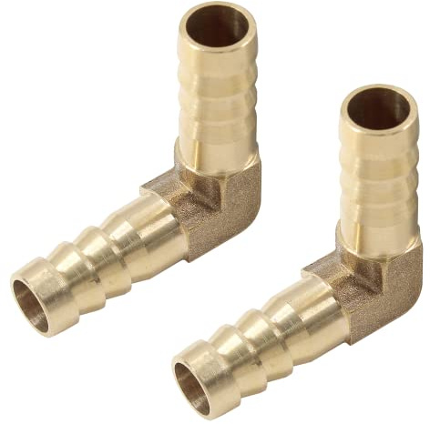 Auvotuis 2 codos de manguera de latón de 3/8 pulgadas, codo de ángulo recto de 90 grados L, codo de 10 mm de diámetro interior de manguera, reductor de púas, agua, combustible, aire