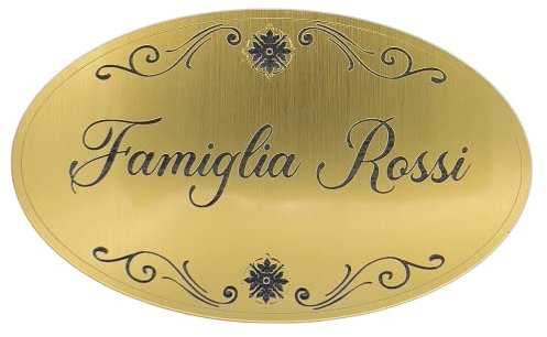 Targa per porta ingresso con incisione personalizzata targhetta fuoriporta in laminato plastico Oro spazzolato per porte casa ufficio negozio azienda albergo personalizzabile con nome logo ecc