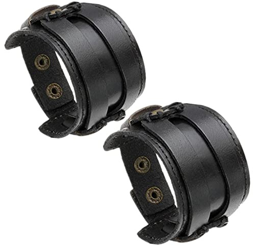 MILAKOO Punk Gothic Herren PU Leder Armband Manschette Armreif Braun schwarz Set