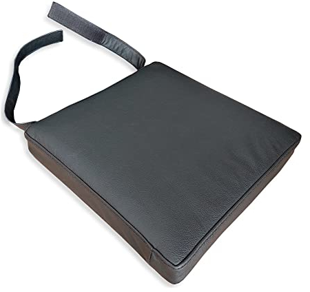 Quattro Meble Schwarzes Echtleder Stuhlkissen mit Klettverschluss Lederkissen Sitzpolster fur Sessel Stuhle Echt Leder Kissen Sitzauflage Auflage Model 2PM (B35 x T35 cm)