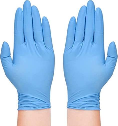 200 piezas Guantes de nitrilo, Guantes de examen sintéticos de vinilo, sin polvo, sin látex, guantes desechables, talla L