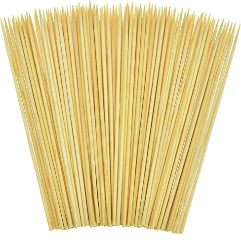 100 x Natural Bamboo Skewers Sticks 30cm for BBQ, Grilling, Kabob, Appetizers, Fruits, Smores, Cocktail, Brunch, Fondue Sticks, Barbeque, DIY Crafting