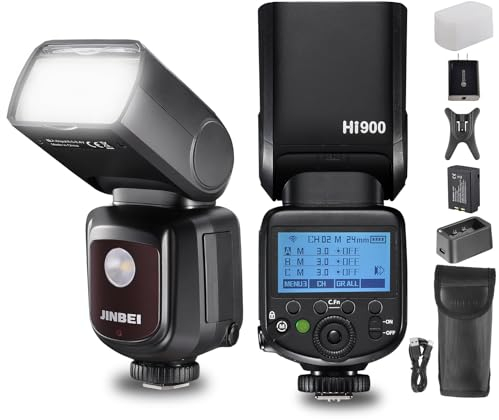 JINBEI Hi-900 Flash 80Ws GN60 1/8000s HSS, Batterie au Lithium 2500 mAh, Temps de Recyclage de 0,05 à 1,5 s, Griffe Universelle pour Canon/Nikon/Fuji/Panasonic/Olympus