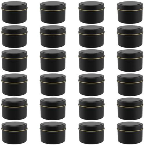 YIXNSW 24 unidades de latas de velas redondas de metal para velas, vacíos con tapa, para manualidades, fabricación de velas