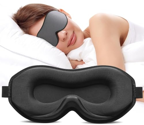 Umisleep Schlafmaske für Seitenschläfer, 3D-Augenhöhlen und verstellbares Gummiband, lichtblockierend und atmungsaktiv, Augenmaske für Männer und Frauen, geeignet für Reise-Yoga, Grau