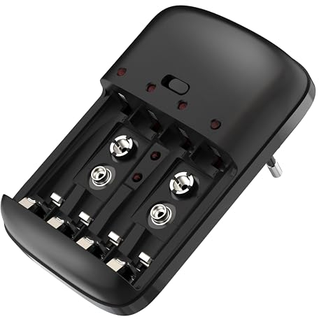 MKC | MKC-1292 Caricabatterie Universale per Batterie Ricaricabili AA/AAA/2x9V Ni-Mh/Ni-CD, Carica Affidabile e Sicura per Tutti i Tuoi Dispositivi