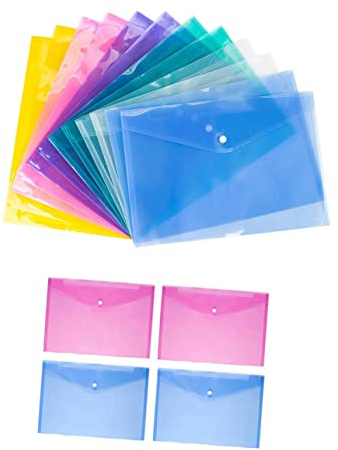 TEHAUX 12stücke Transparente Dokumentenmappe Mit Druckknopf Reißfest Sicheren Aufbewahrung Von Unterlagen Für Büro Und Schule