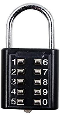 Zahlenschloss, Codeschloss, Gepäckschlösser, Sicherheitsvorhängeschloss, 10-stelliges Druckknopf-Kombinationsschloss, 5-stelliger Schließmechanismus, Zinklegierung, Diebstahlsicherung, Ziffern-Push-Pa