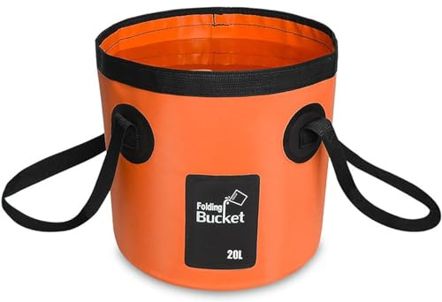 Cubo Plegable, Cubo Plegable Multifuncional, Cubo para Acampar para Viajes, Senderismo, Lavabo Plegable, Cuenco Plegable para Exteriores, Naranja, 20 L