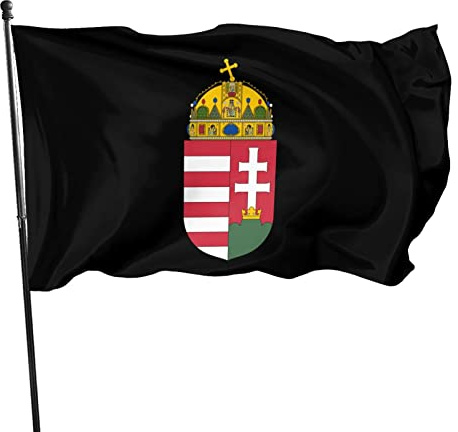 Wappen der ungarischen Flagge, 90 x 150 cm, lebendige Farben und UV-beständige Wandflaggen, Banner für den Innen- und Außenbereich