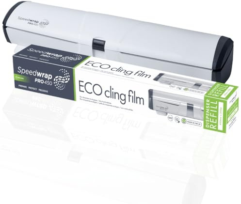 PROWRAP, Speedwrap Pro 300, High Quality, Cling Film Dispenser with Cutter Including 1 ECO Roll Kit, Ideal for Restaurants Kitchen, Environment-Friendly Food Wrap Solution, 45 CM