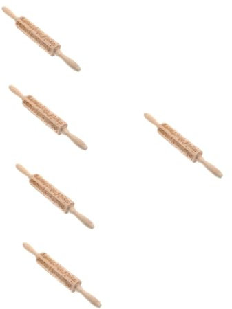 PRETYZOOM 5 Pz Mattarello Per Incisione Goffrato Natalizio Mattarello in Rilievo 3d Perno Da Forno Intagliato Multiuso Natalizio Di Pasta Liscio Di Legno