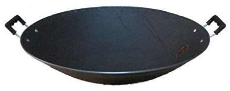 OQHAIR Wok, Padella Antiaderente Pentola Domestica Non Rivestita Ghisa Padella Binaurale Fornello A Induzione Pentola Universale in Ghisa,36cm (40cm)