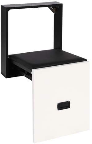 Klappbarer Wandhocker,Faltbarer Duschklappsitz Wandmontage, Schuhwechsel,Klappsitz Dusche, Schuhwechselhocker,Wandklappstuhl Klappstuhl, 35.5 * 36.5cm (Schwarz&Weiß, 39.5×36.5×69.5 cm)