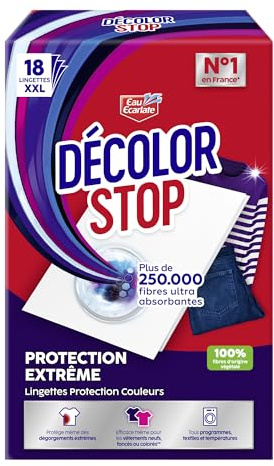 Decolor Stop – Protezioni Extreme – Protege dai Degorgements Extremes – Efficace per i capi nuovi o colorati – Tutti i programmi tessili e temperature – x18 salviette XXL