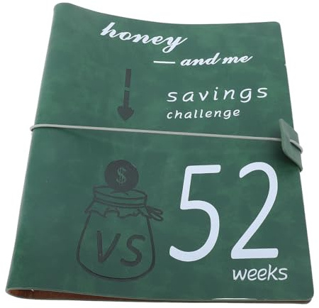 Sunicon 52-Wochen-Geldspar-Challenge, wiederverwendbares Haushaltsbuch, Geld-Organizer mit Geldumschlägen, Geld zum Sparen (Verde)