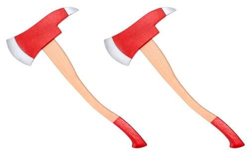 AC - Pack de 2 hachas de Bombero de plástico, complementos para Disfraces de Adulto, Carnaval, Halloween, Cosplay, Ligera y Resistente - 62 cm